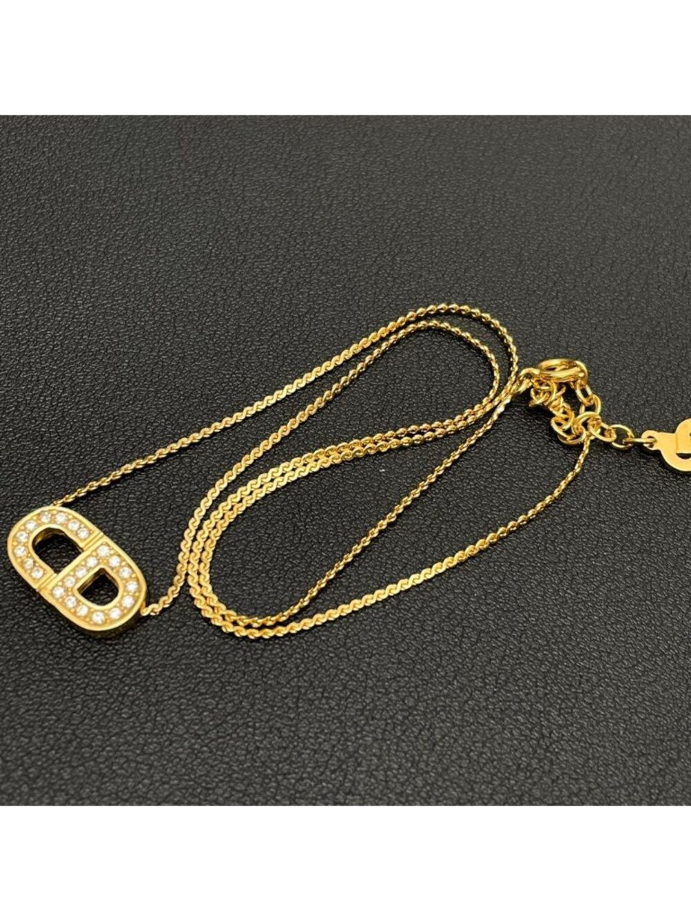 Dior CD Logo Necklace Line Stone Gold CD - Picture 5 of 10